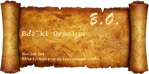 Béki Orsolya névjegykártya